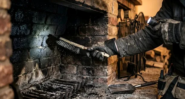 Great-room fireplace cleaning